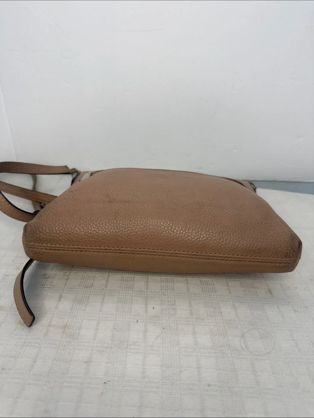 Leather Crossbody Bag in Taupe - Classic Women's Shoulder Bag